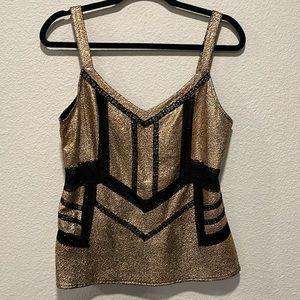 BKE Boutique Gold and Black Buckle Tank large